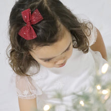 Load image into Gallery viewer, MINI TULLE BOW // CHRISTMAS GLITTER - RED