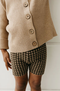 Organic Cotton Bike Short - Gingham Shiitake