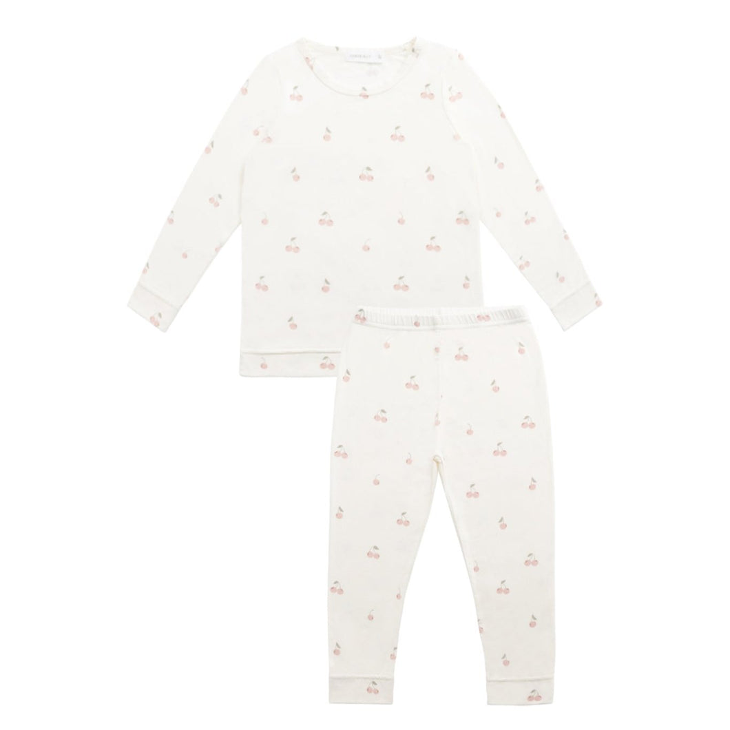 Bamboo Ari Long Sleeve Pyjama Set - Cherry Love Parchment