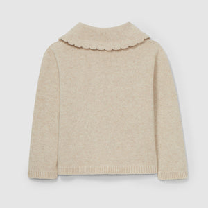 Knitted cardigan round collar