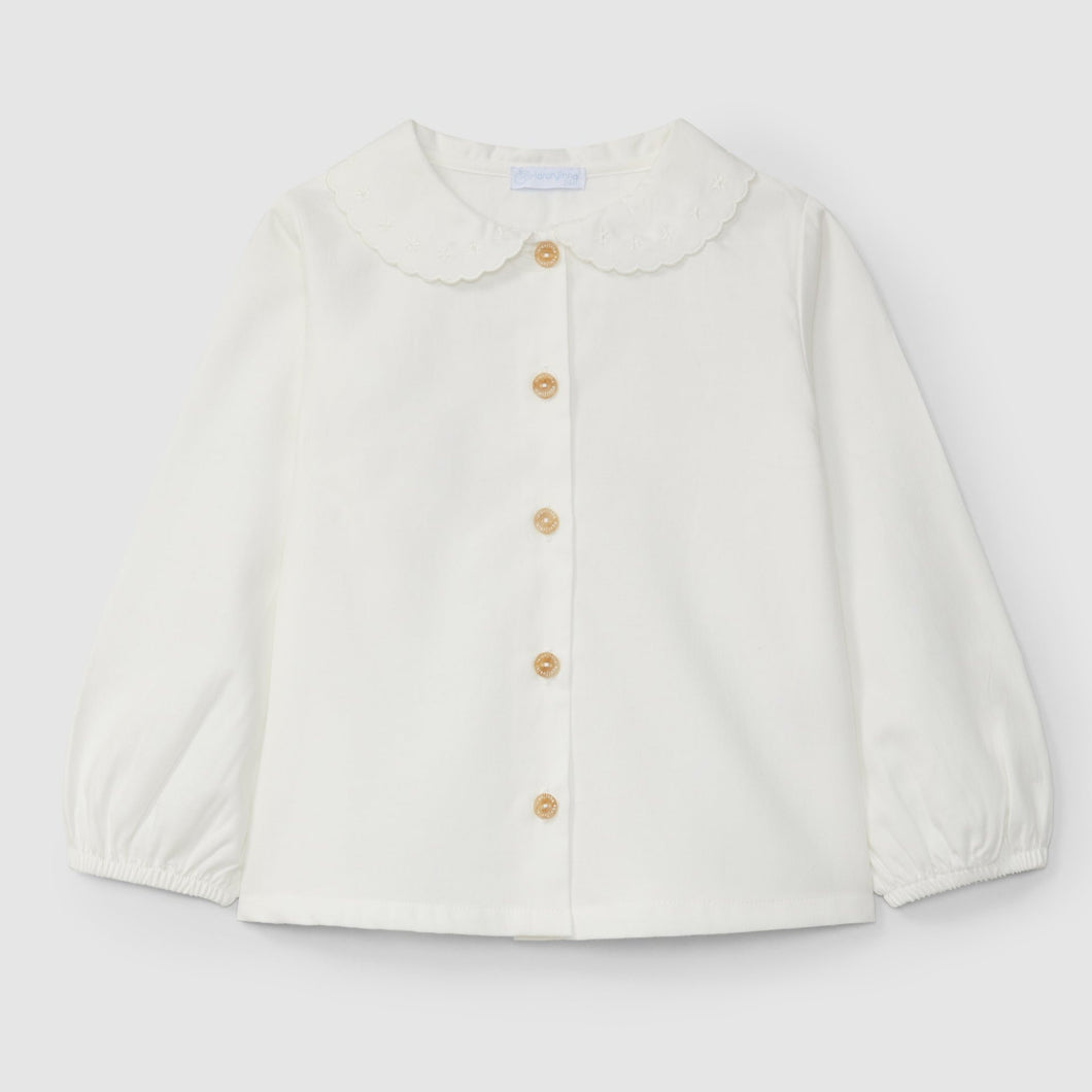 Blouse with embroidered collar