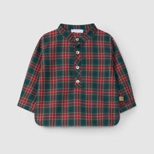 Load image into Gallery viewer, Mandarin collar plaid shirt