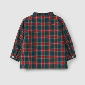 Mandarin collar plaid shirt