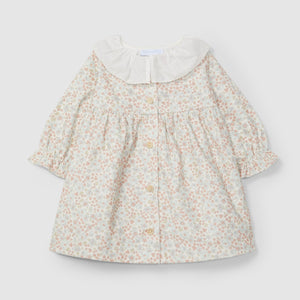 Floral corduroy dress and embroidered collar