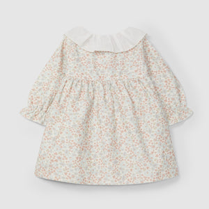 Floral corduroy dress and embroidered collar