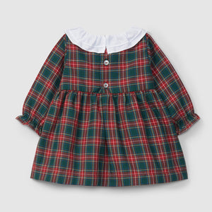 Plaid dress with ruffled collar