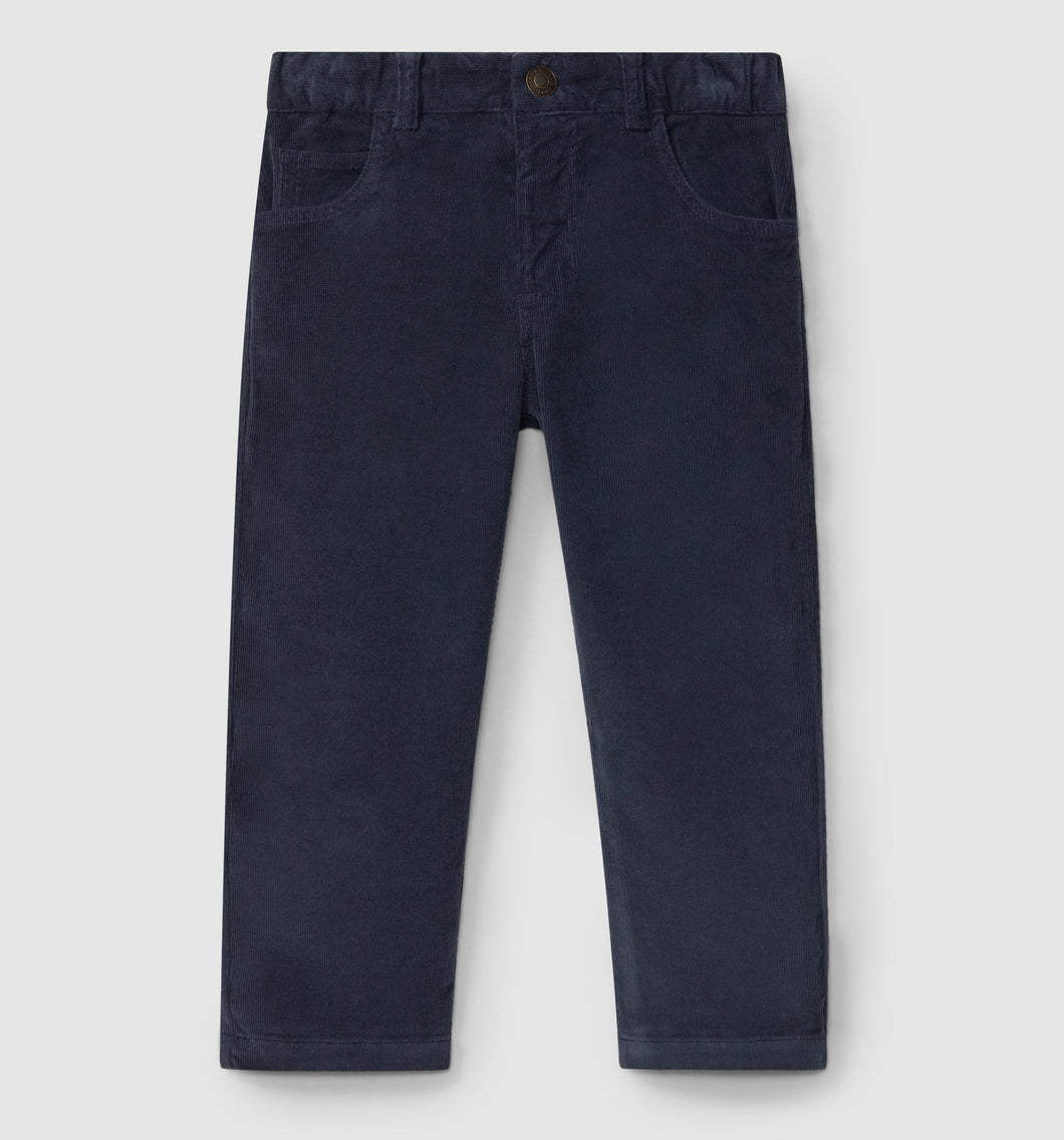 Micro-corduroy pants with four pockets - Indigo