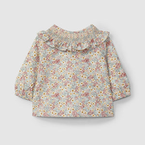 Floral blouse with smocking