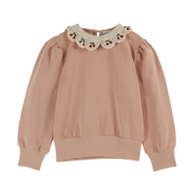 Load image into Gallery viewer, ORGANIC COTTON SWEATER WITH BLUSH EMBROIDERED COLLAR