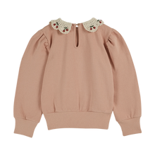 Load image into Gallery viewer, ORGANIC COTTON SWEATER WITH BLUSH EMBROIDERED COLLAR