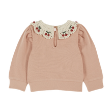 Load image into Gallery viewer, ORGANIC COTTON SWEATER WITH BLUSH EMBROIDERED COLLAR