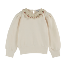 Load image into Gallery viewer, ORGANIC COTTON SWEATER WITH CREAM EMBROIDERED COLLAR - CREME