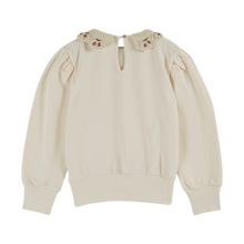 Load image into Gallery viewer, ORGANIC COTTON SWEATER WITH CREAM EMBROIDERED COLLAR - CREME