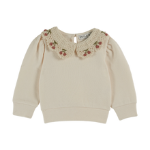 Load image into Gallery viewer, ORGANIC COTTON SWEATER WITH CREAM EMBROIDERED COLLAR - CREME