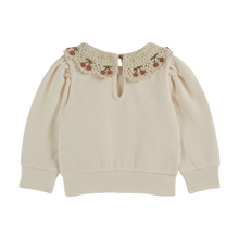 Load image into Gallery viewer, ORGANIC COTTON SWEATER WITH CREAM EMBROIDERED COLLAR - CREME