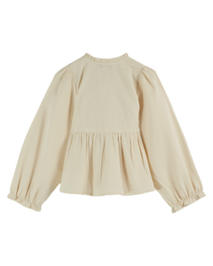 CREAM SMOCKED BLOUSE