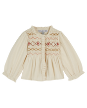 Load image into Gallery viewer, CREAM SMOCKED BLOUSE