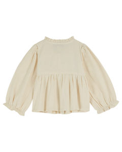 CREAM SMOCKED BLOUSE