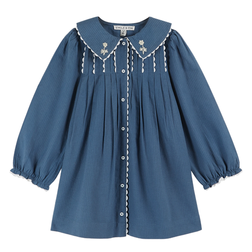 BLUE EMBROIDERED VINTAGE DRESS