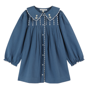 BLUE EMBROIDERED VINTAGE DRESS