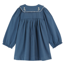 Load image into Gallery viewer, BLUE EMBROIDERED VINTAGE DRESS