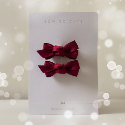 Mini Bow Clips | Rouge Satin