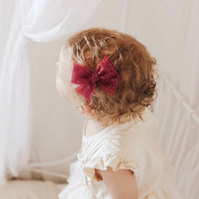 Load image into Gallery viewer, MINI TULLE BOW // CHRISTMAS GLITTER - RED