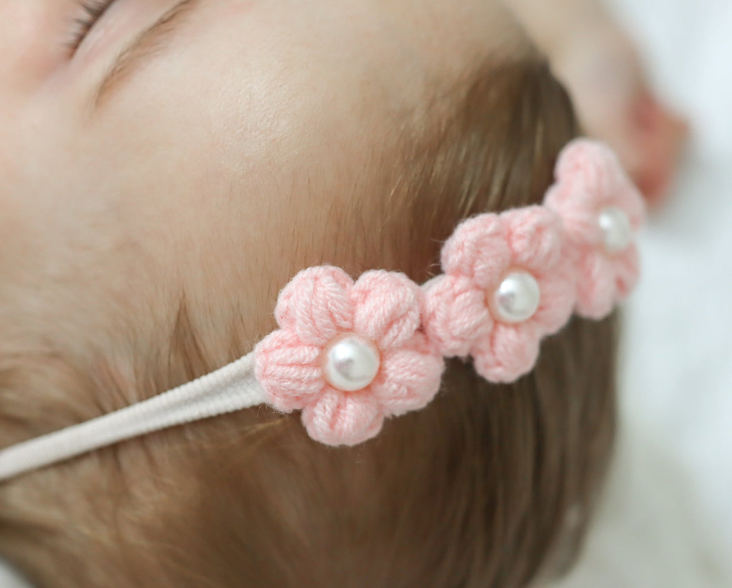 Dainty Headband | Pearly Pink Flowers