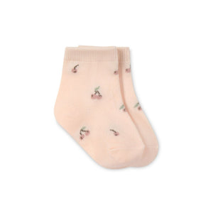 Jacquard Floral Sock - Cherry Love Blush