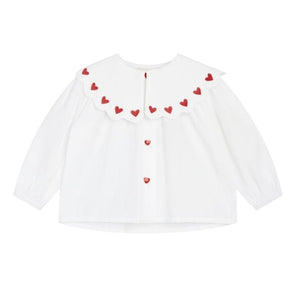 Ever Blouse - White/Ruby Red