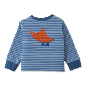 BABY BOYS FOX PRINT RIBBED STRIPED TSHIRT