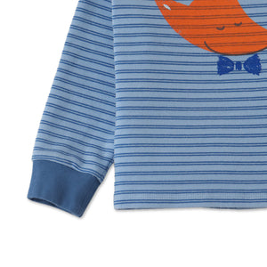 BABY BOYS FOX PRINT RIBBED STRIPED TSHIRT