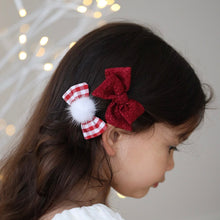 Load image into Gallery viewer, PETITE BOW // FLUFFY CHRISTMAS GINGHAM