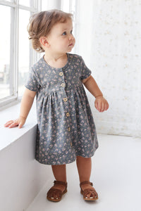 Organic Cotton Lola Dress - Rosalie Floral Lava