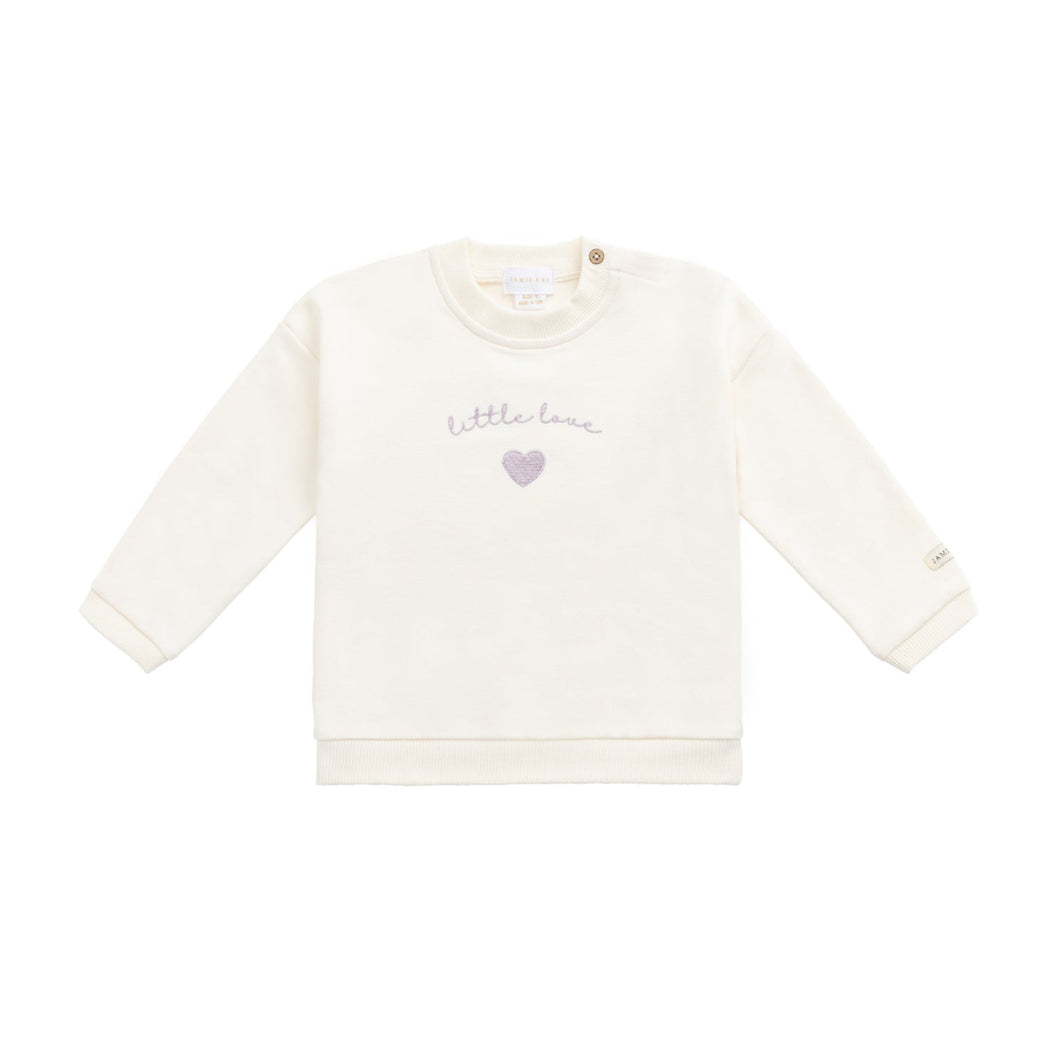 Organic Cotton Bobbie Sweatshirt - Parchment Little Love Violet