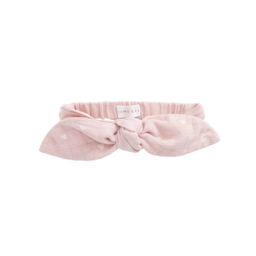 Organic Cotton Muslin Headband - Petite Heart Old Rose