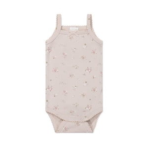 Organic Cotton Fine Rib Bridget Singlet Bodysuit - Petite Fleur Violet