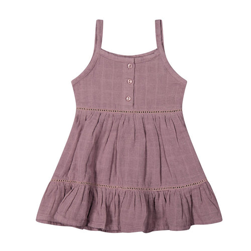 Organic Cotton Muslin Hazel Dress - Berry Tea