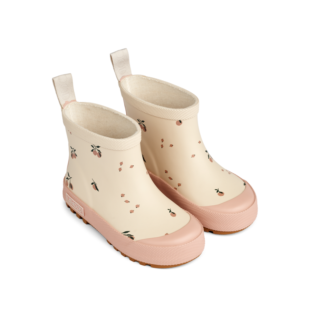 TEKLA SHORT PRINTED RAIN BOOT - PEACH / SEA SHELL