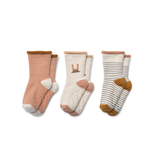 ELOY BABY SOCKS 3-PACK - BUNNY / SANDY MIX