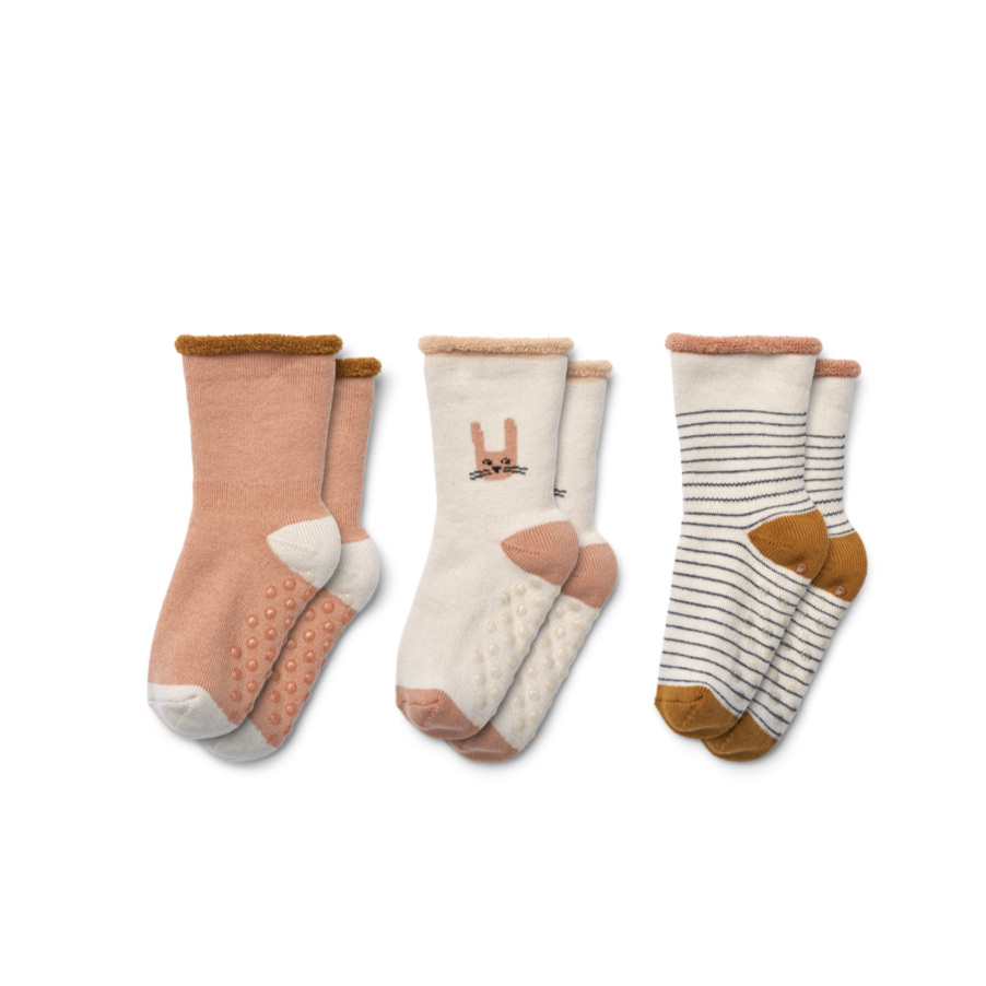 ELOY BABY SOCKS 3-PACK - BUNNY / SANDY MIX