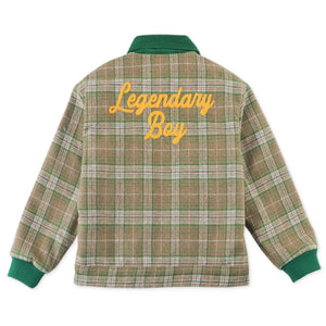 BOYS LEGENDARY BOY EMBROIDERED WOOL CHECKS JACKET WITH SHERPA COLLAR