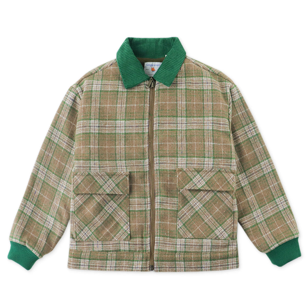 BOYS LEGENDARY BOY EMBROIDERED WOOL CHECKS JACKET WITH SHERPA COLLAR