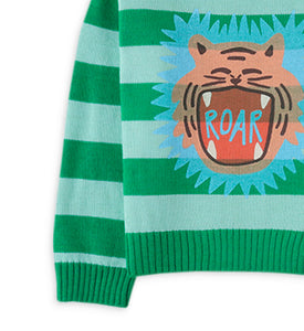 BOYS TIGER ON STRIPES KNITTED PULLOVER