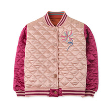 Load image into Gallery viewer, GIRLS WADDED REVERSIBLE BASEBALL JACKET WITH EMBRO