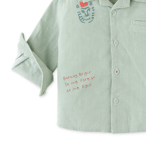 BABY BOYS HEY TIGER EMBRO FINE CORD SHIRT