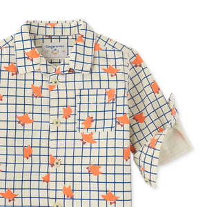 BABY BOYS FOX GRID PRINT SHIRT