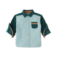 將圖片載入圖庫檢視器 BABY BOYS COLOR BLOCK WITH FOX HEAD EMBRO SHIRT