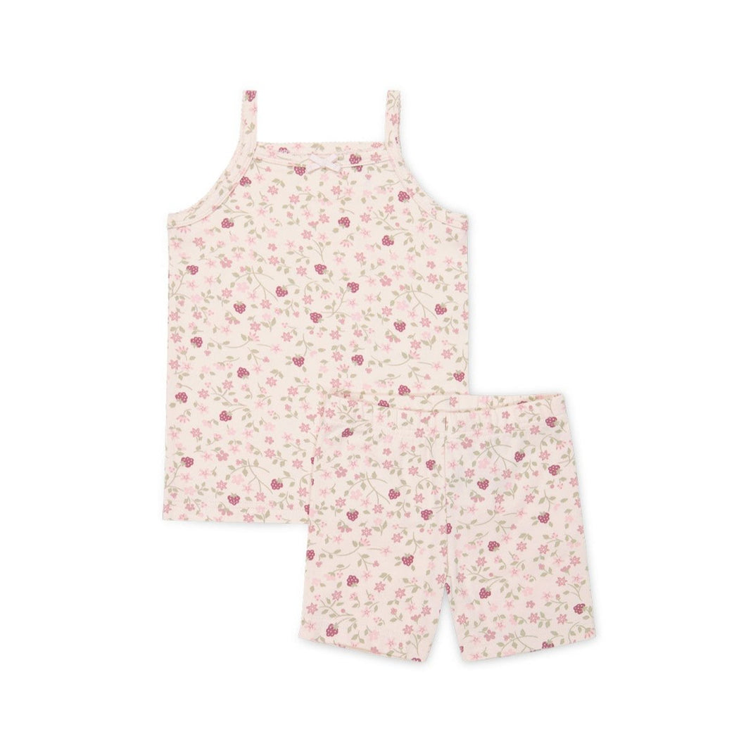 Organic Cotton Daisy May Singlet Pyjama Set - Berry Cream Adaline Berries