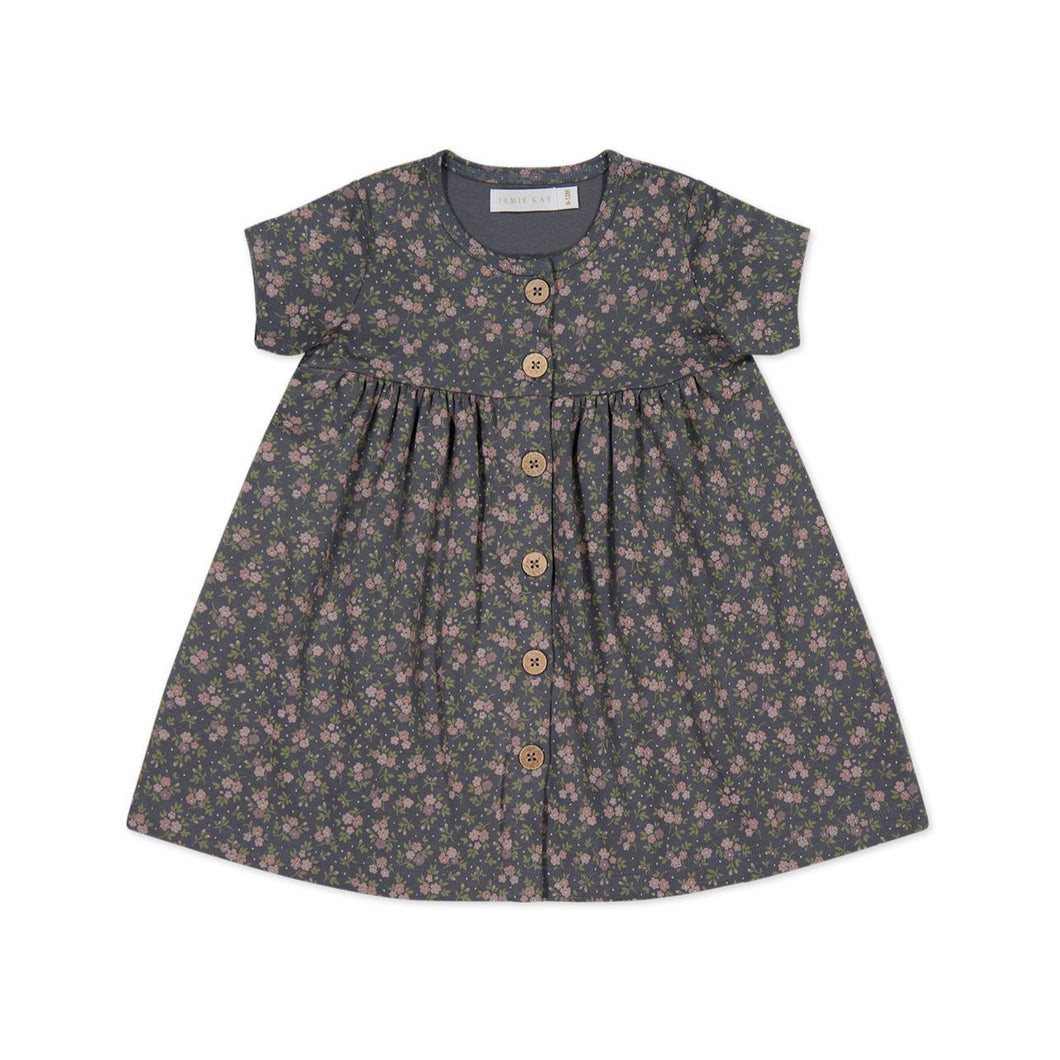 Organic Cotton Lola Dress - Rosalie Floral Lava